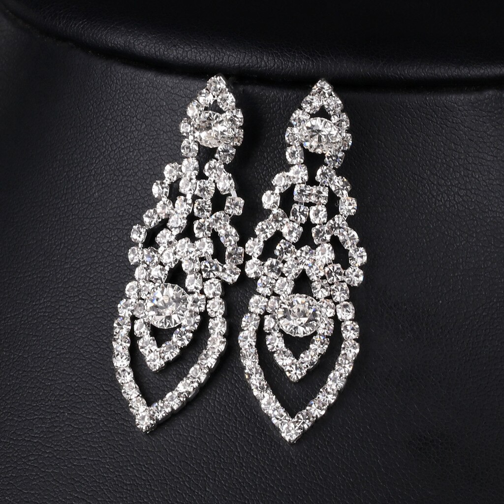 Klassische Kristall Lange Ohrringe für Frauen Schmuck Klar Farbe Strass Hochzeit Partei Baumeln Ohrringe Bräute