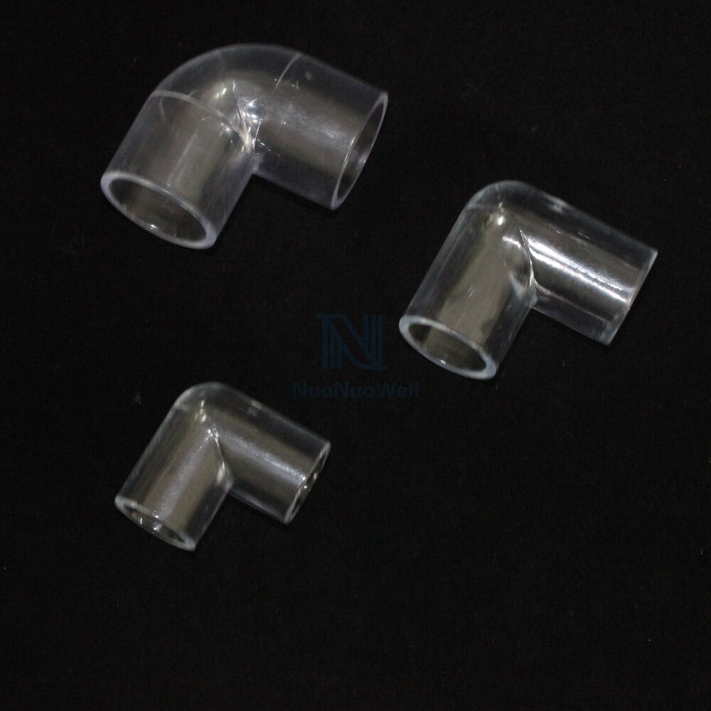 NuoNuoWell 50PCS-Pack 16mm 20mm 25mm Clear Acrylic Plastic Pipe Joints 90 Degree Elbow Connector Aquarium Irrigation DIY