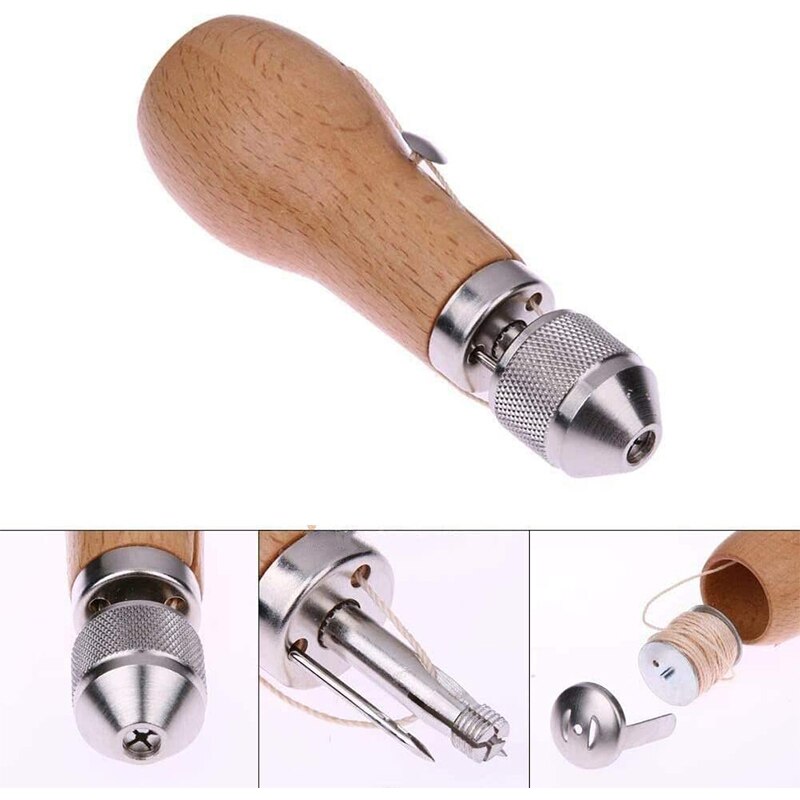 Jiwuo Speedy Stitcher Sewing Awl Hand Stitcher Repair Tool Kit Leather Canvas Heavy Fabrics Repair Stitching Shoemaker Accessory
