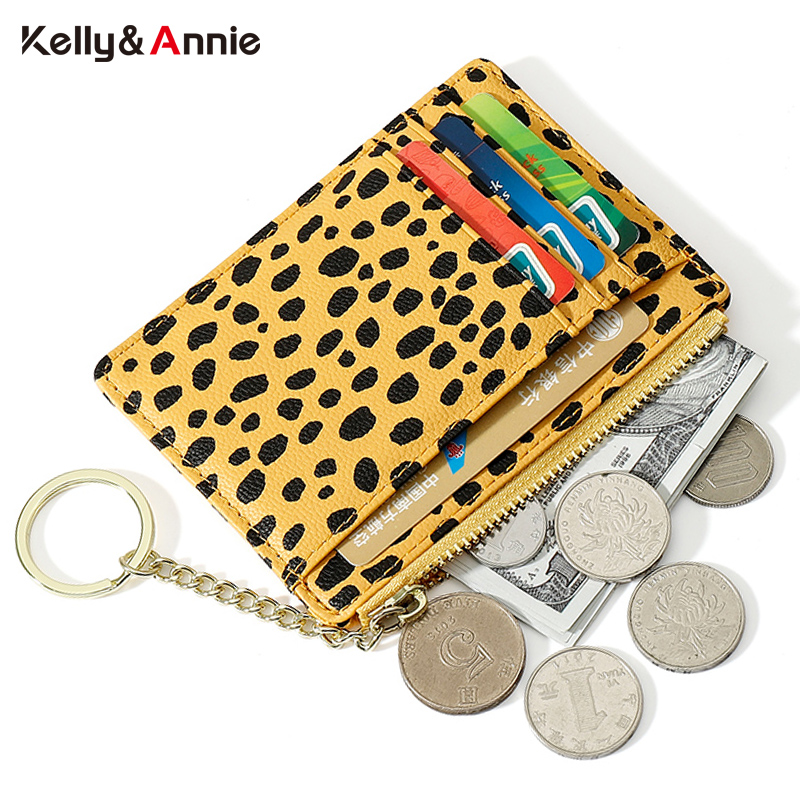 Leopard drucken Karte Halfter für Frauen Super Dünne Kleine Weibliche Brieftasche Pu Leder Mini Geschäft Ich würde Kreditkarte fallen Frauen der KeyChain