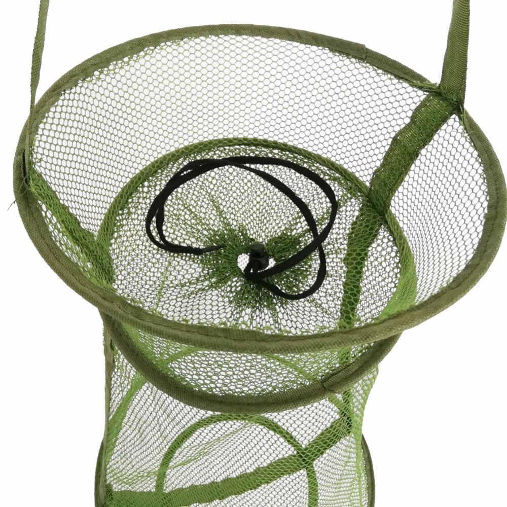 vissen Collapsible Fishing Cage/Fishing Net/Fishing Basket for Trapping Green Durable Nylon Floating Fish Basket Net 70cm Height