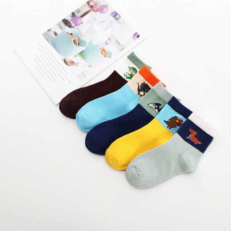 5pairs/lot Spring Baby Socks 3-12 Years Cartoon Socks Baby Cotton Socks Children Cotton Socks