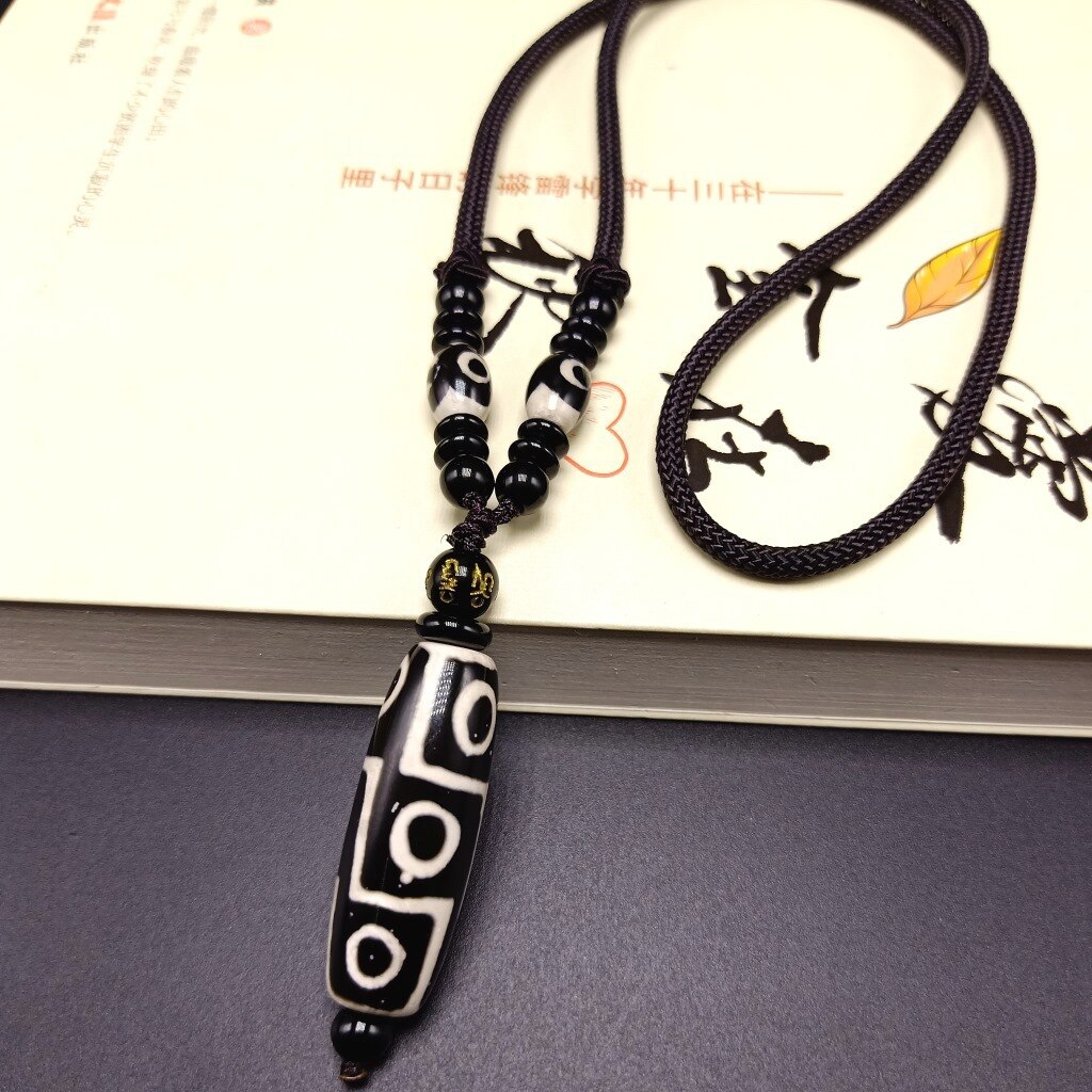 Nine Eye Tibet Dzi Pendant Choker Nacklace Natural Stone Materials Fashionable Style Tibet Heaven Bead Bring Good Luck: 14