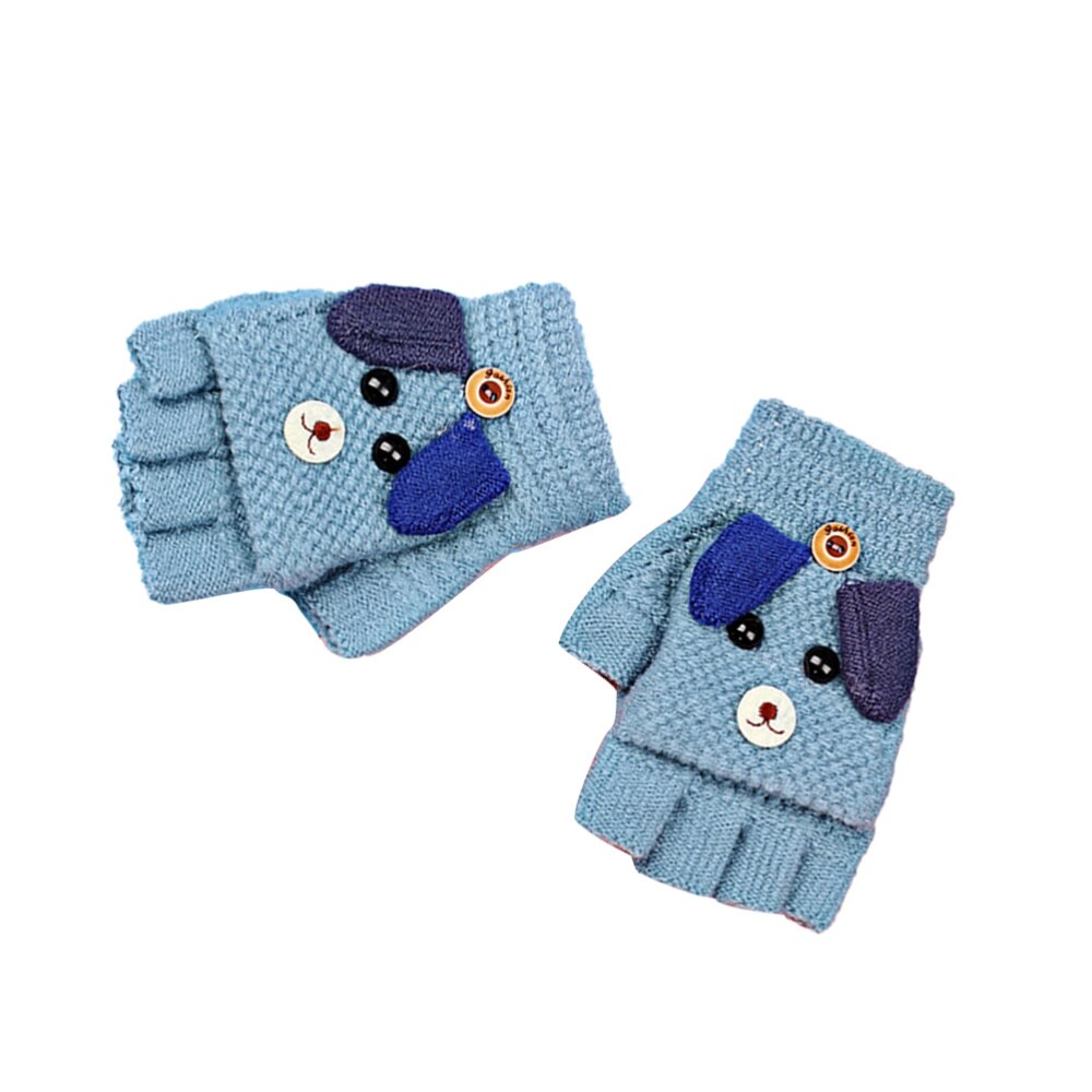 1 par de guantes de invierno, guantes de medio dedo, guantes para niños, protectores de dedos, guantes cálidos para niños al aire libre