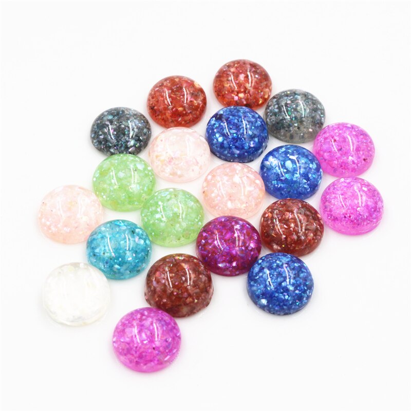 Style 6mm 8mm 10mm 12mm 14mm 16mm 18mm 20mm Mix Colors Built-in Real Shells Style Flat back Resin Cabochons