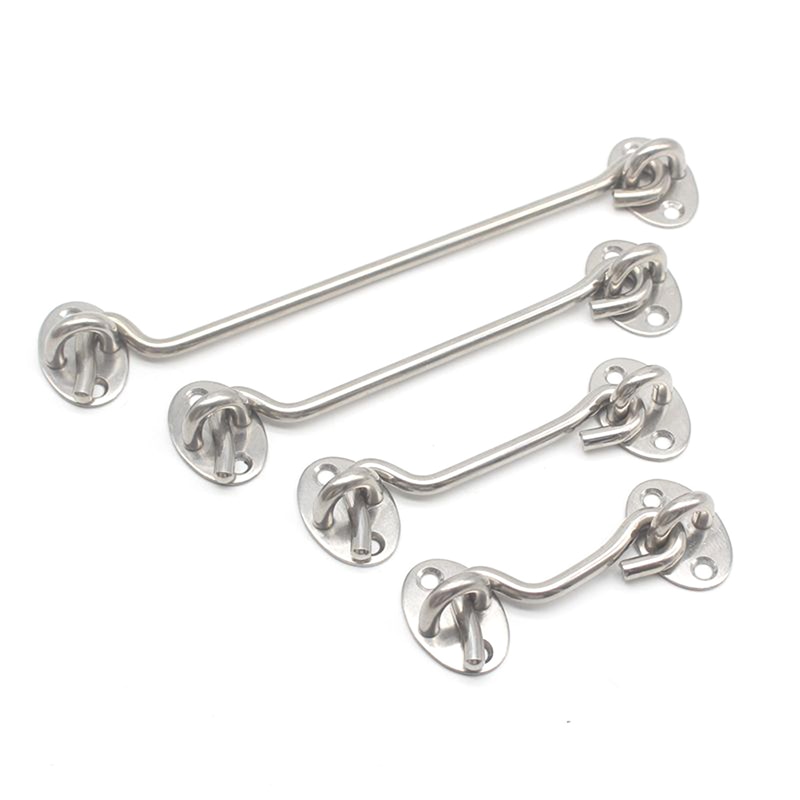 1X Stainless Steel Window Lock With Hook Door Eye Latch Catch Holder With Screws