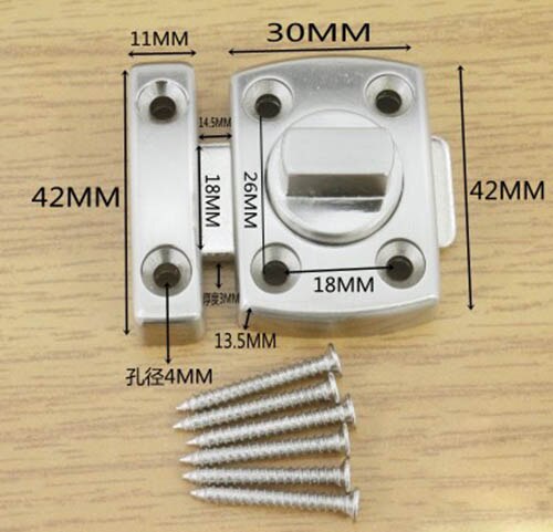 Zinc alloy Security Guard Fastener door Latches Locks for Home Safety toilet locks for interior sliding door hardware door bolts: large size / brushed color