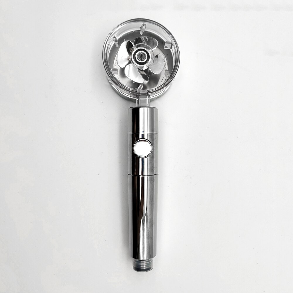 Pommeau de douche avec bouton d&#39;arrêt, économie d&#39;eau, haute pression, buse de pulvérisation, accessoires de salle de bain, nouveauté: Silver Fan Shower