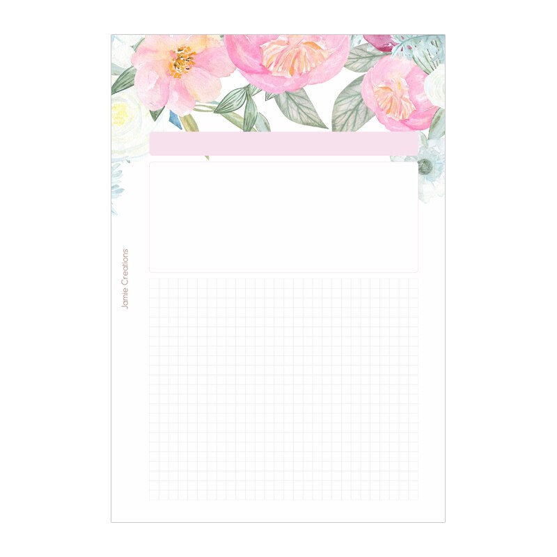 Mypretties pink blomstret emne genopfyldningspapirer 40 ark  a5 a6 udfyldningspapirer til 6 hullers binder organizer notesbog papirer til planlægger