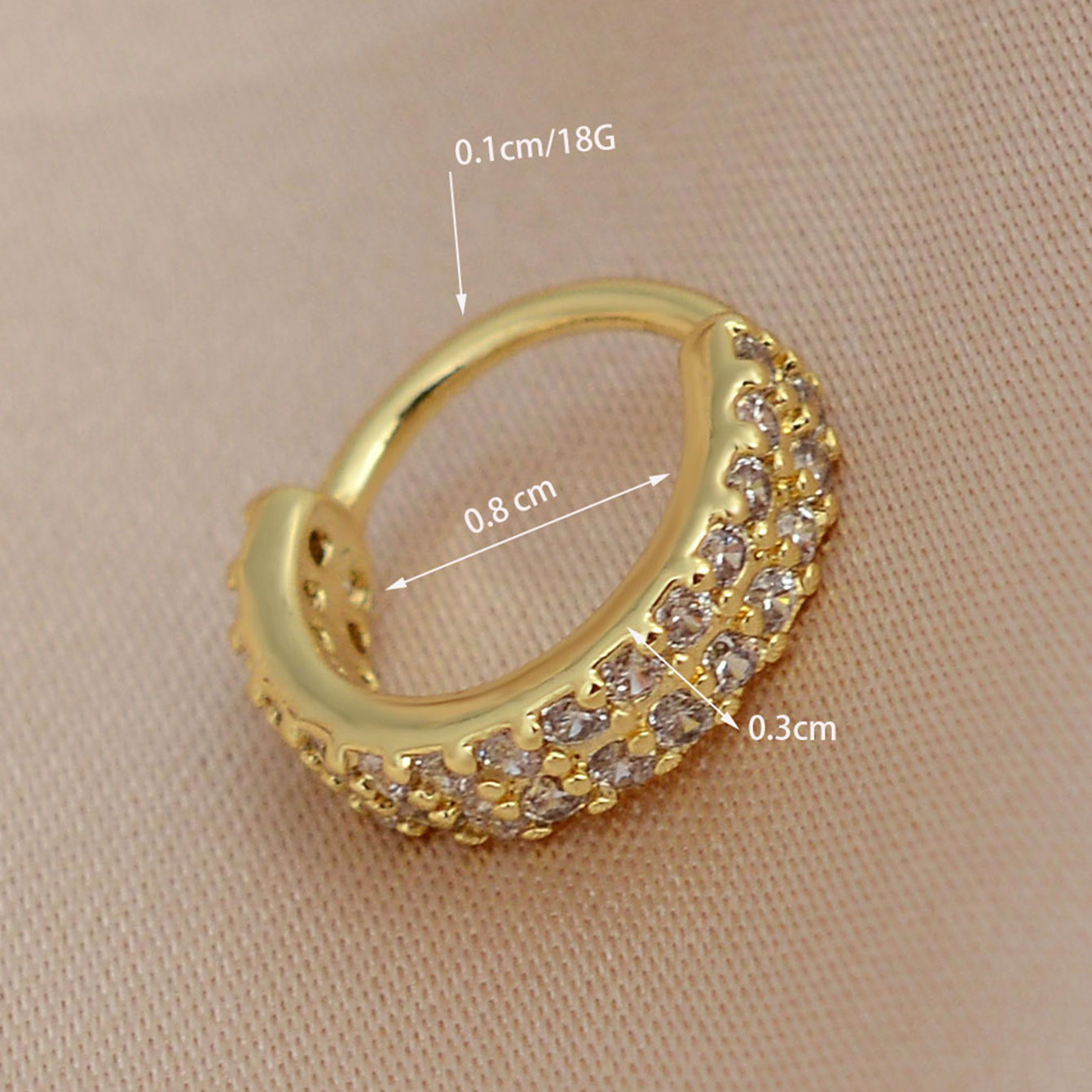 1pc krystal cz næseringe næsebor hjerte klikker septum næse hoop ring tragus brusk helix ørering næse piercing smykker: Lysegul farve