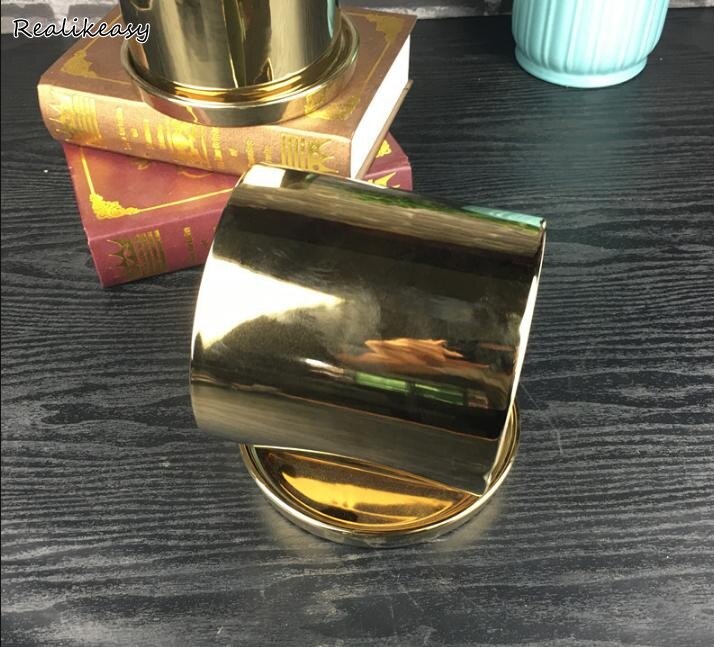 Cylindrical Flower Pot Luxury Electroplated Gold Silver Ceramic Flower Pot Plant Decorion Home Garden Desktop Decorion