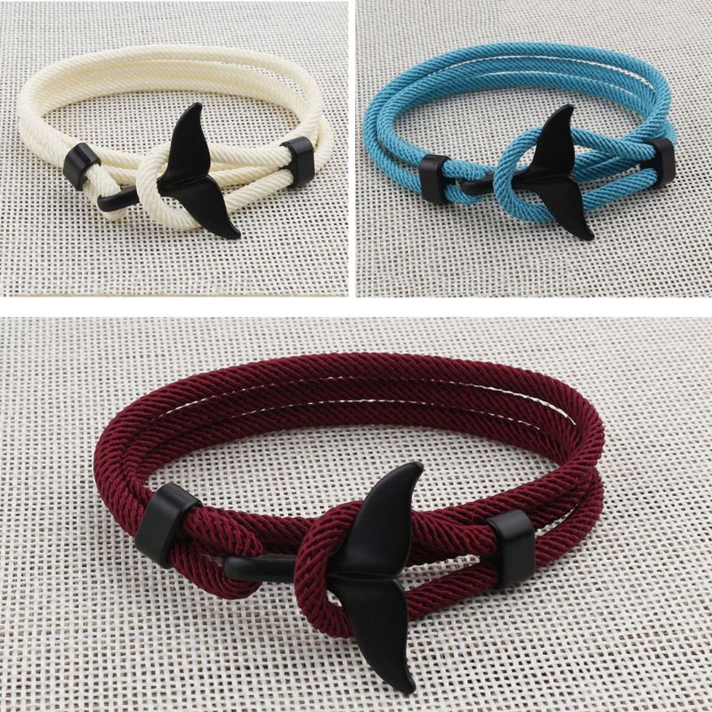 Zomer Handgemaakte Whale Tail Viking Touw String Armband Strand Surfen Paracord Polsband Mode-sieraden Unisex