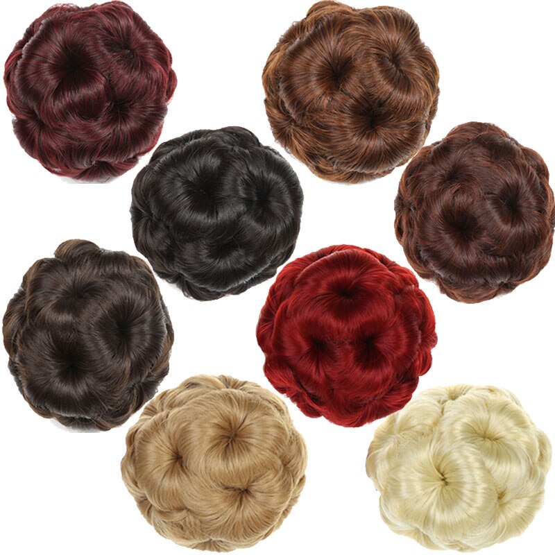 MUMUPI-postizo para mujer con forma de flor, moño para el pelo, Donut, extensiones, fibra sintética de alta temperatura