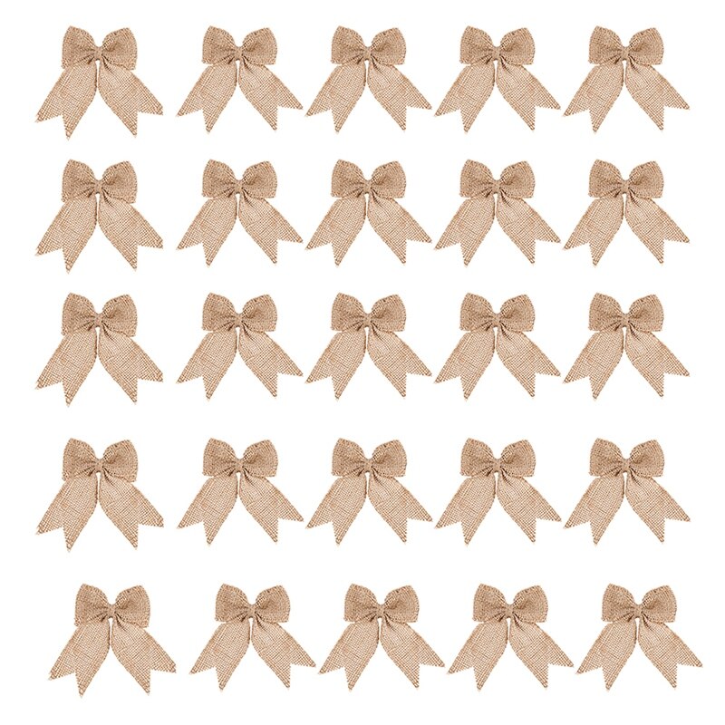 30 stuks jute strikken, jute strik knoop, handgemaakte jute voor kerstversiering, boom, festival, feestbenodigdheden: Default Title