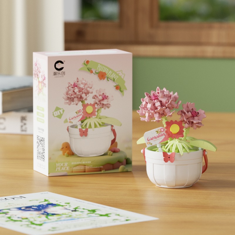 Christmas Building Blocks - Floral Basket Building, Fun Educational DIY Puzzle Toys: M / green