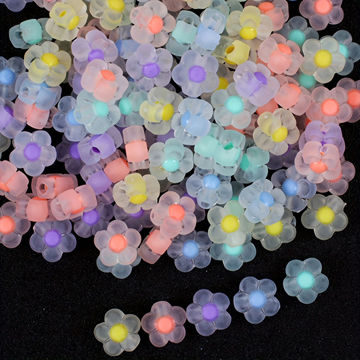 100 Uds. Cuentas acrílicas de girasol de 12mm, cuentas espaciadoras de colores mezclados transparentes mate, pulseras hechas a mano, pendientes, joya de verano