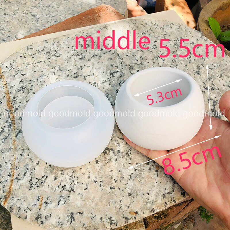 Spherical Concrete Flower Pot Mold Large Size Cement Planter Silicone Mold Succulent Plant Container Cement Vessel Plaster Mold: B-mold
