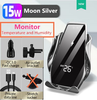 Automatic Clamping 15W Fast Car Wireless Charger for Samsung S20 S10 iPhone 11 Pro XS XR X 8 Infrared Sensor Phone Holder Mount: S Monitor No Hold