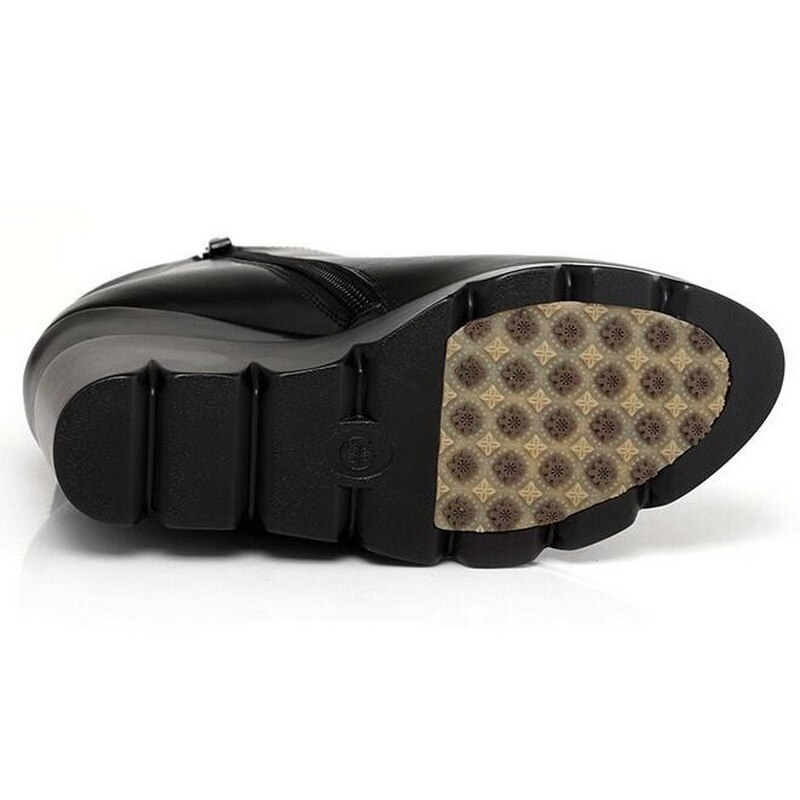 Otoño e Invierno de plataforma de cuero suave zapatos de tacón alto chica cuñas tobillo botas zapatos de para mujer botas Mujer talla 34-40