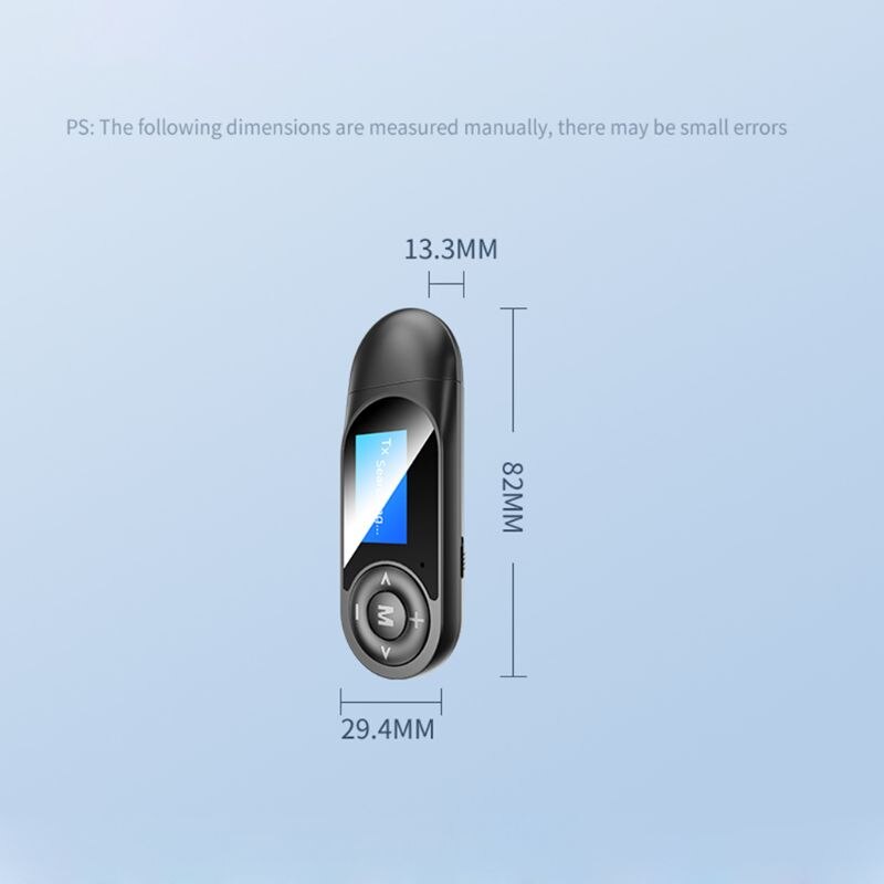 Bluetooth 5.0 Adapter LCD Display USB Bluetooth Receiver Transmitter 3.5mm AUX Y5LC