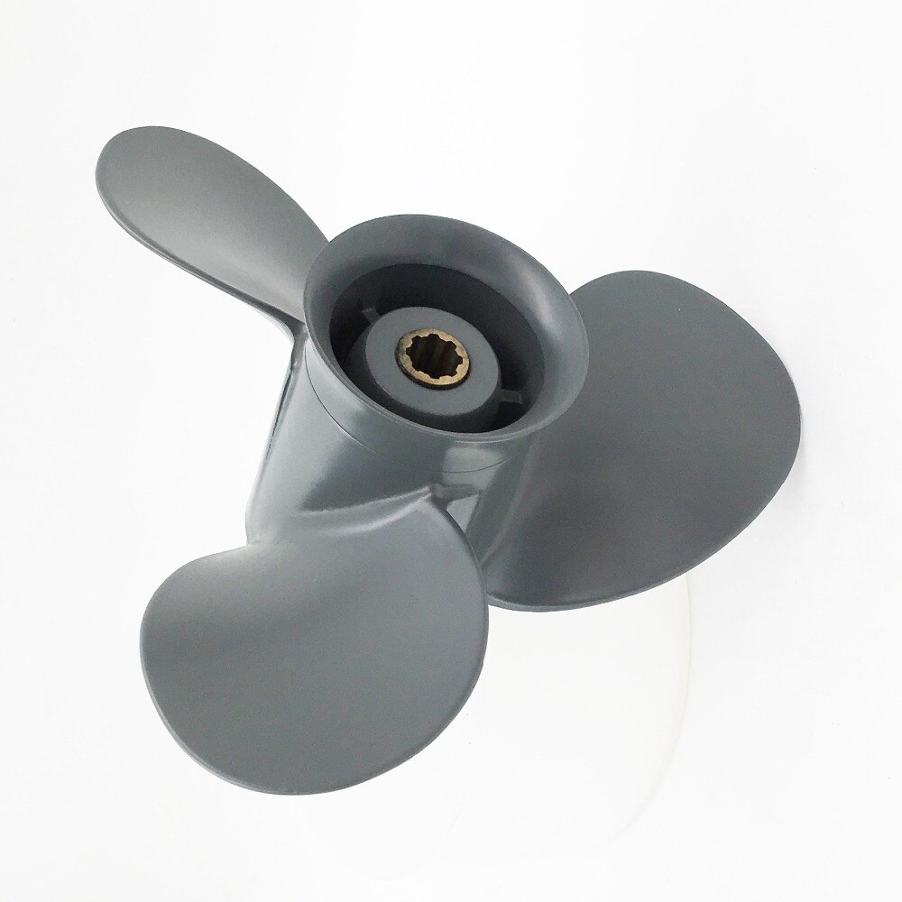 OEM Grade 4-Blade Aluminum Propeller For Honda 8-20HP Outboards - 10x7P RH, 8 Spline, Fits 2.5" Gearcase