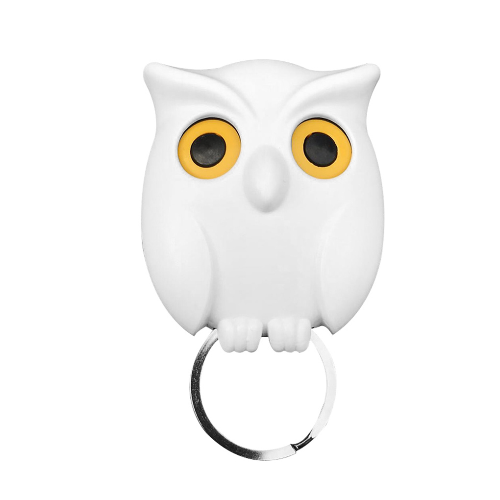 Bird Shape Wall Mount Key Holder Innovative Key Hook Door Hanger Night Owl Magnetic Storage Rack Home Decorative Organizer: White
