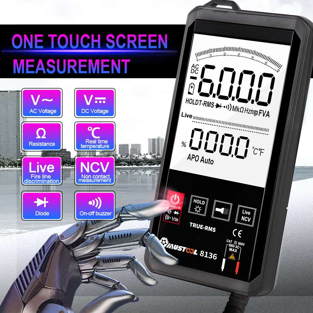 Touchscreen Multimeter Automatische Digital-Multimeter 6000 Zählt Intelligente Scannen AC DC Messung NCV True RMS Messung