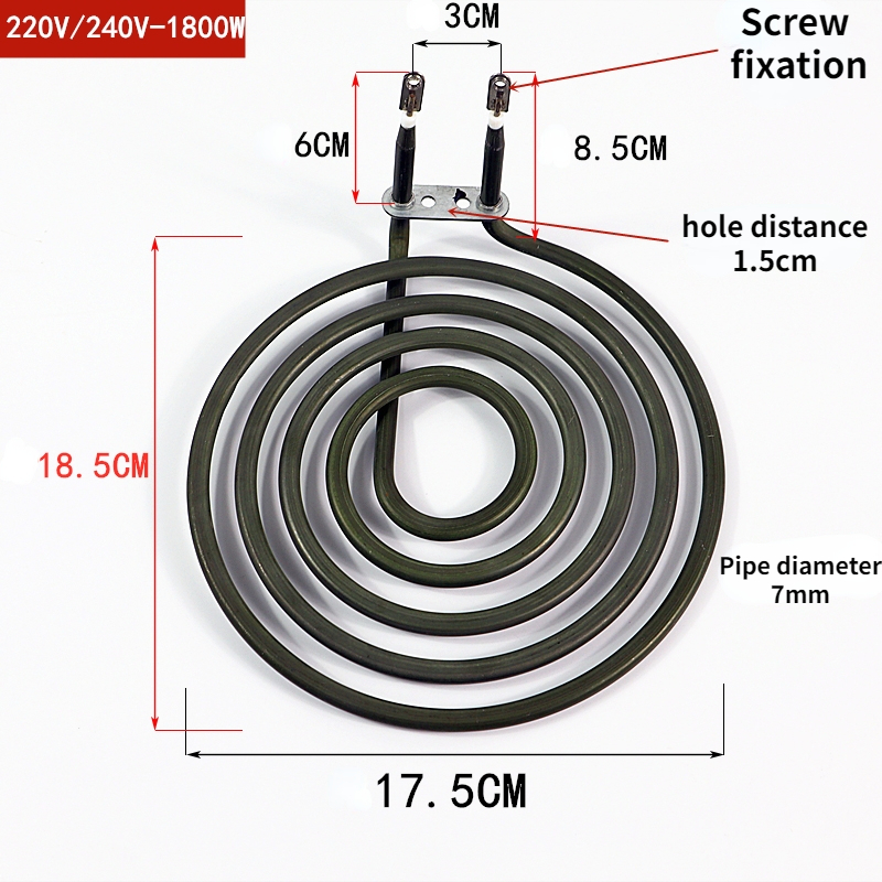 Élément chauffant de remplacement pour table de cuisson, poêle, four, rôtissoire, friteuse à air, Eva de surface, chauffage tubulaire électrique, 1000W-1800W: Rose