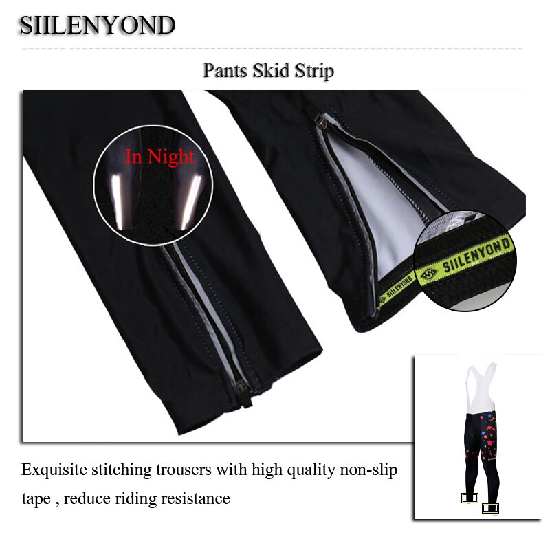 Siilenyond Shockproof Cycling Bib Pants Quick-Dry Mountain Bike Cycling Bib Trouser MTB Bicycle Cycling Tights For Women