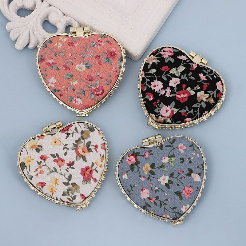 Mini Makeup Compact Pocket Floral Mirror Portable Two-side Folding Make Up Mirror Women Vintage Cosmetic Mirrors For