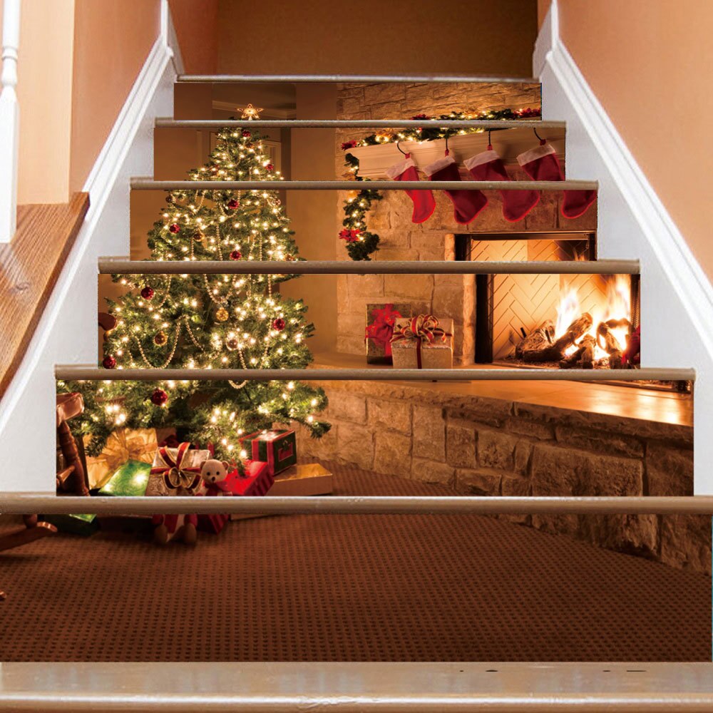 Merry Christmas Wall Stickers stairs Glass Stickers Christmas Decorations For Home Christmas Ornaments Xmas Year