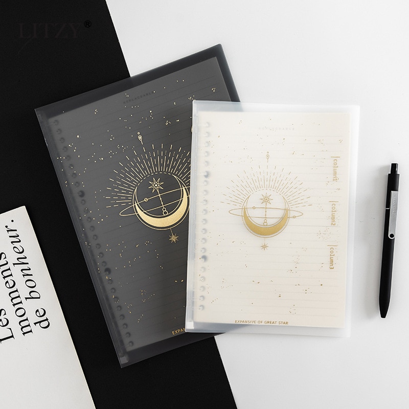 LITZY-Cuaderno de hojas sueltas B5, libreta lateral suave, planificador de diario, cuadernos de línea Horizontal transparente, papelería escolar y de oficina, 20 hojas