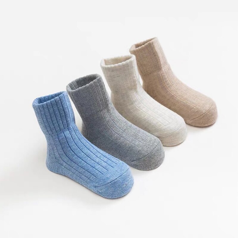 Calcetines de bebé para niñas y niños de 0 a 3 años, calcetín de color puro simple, 4 par/lote, novedad