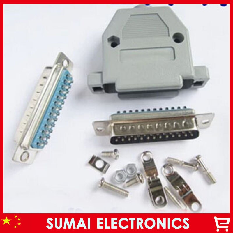 Serial DB25 Male Jack DB25 male set Solder Plug Connector with Plastic Shell