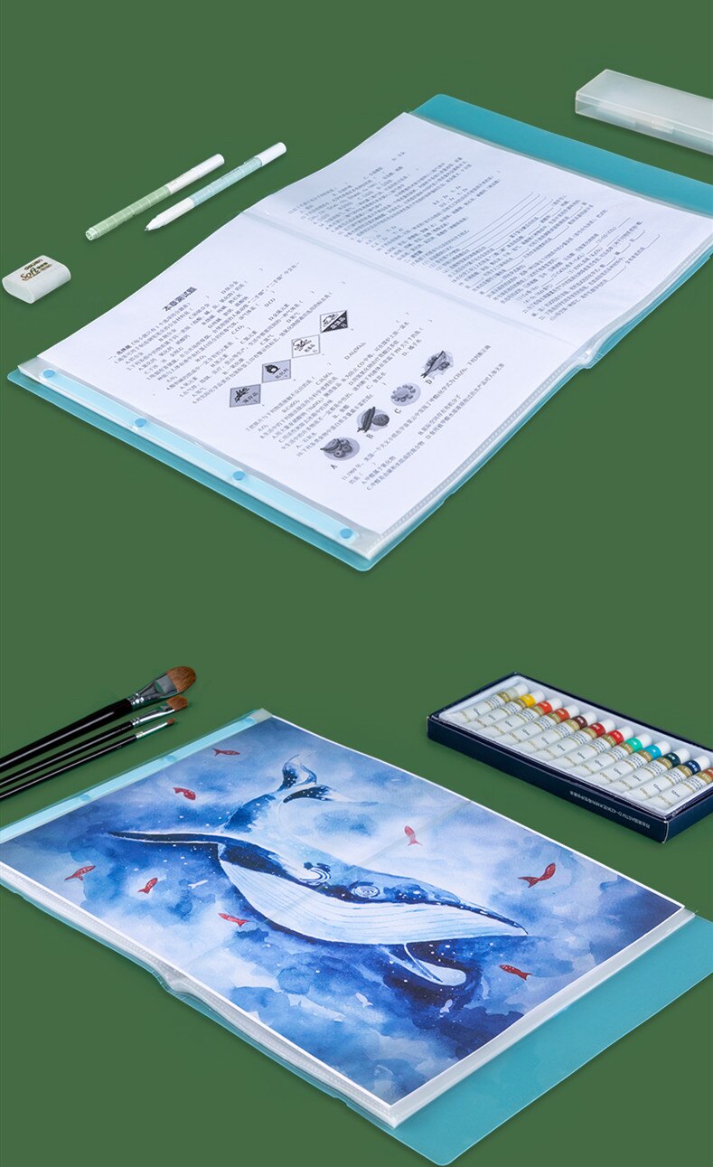 30 40 Page Waterproof A3 File Folder Document Organizer Storage Bag Desk Paper Clip Display Book Pamphlet Stationery