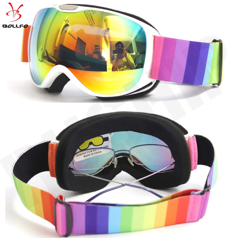 BOLLFO occhiali da sci per bambini occhiali antiappannamento UV400 per bambini di piccole dimensioni occhiali sferici da sci ragazze ragazzi occhiali da Snowboard occhiali