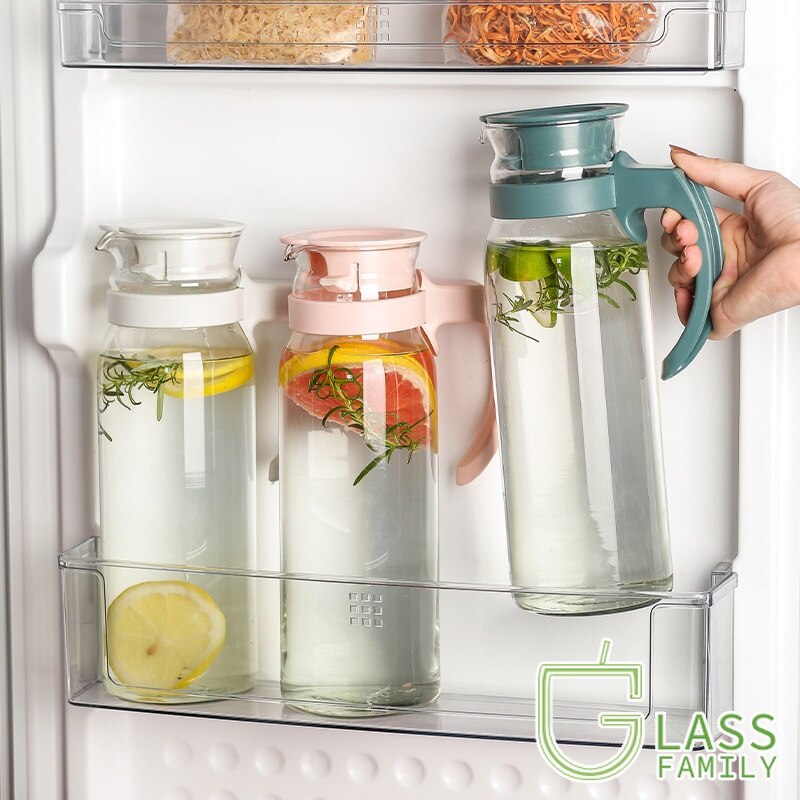 GF Glass Water Pitcher with Lid and Handle Heat Resistant Glass Carafe Pitcher for Tea,Juice,Milk,Cold Beverage dispenser