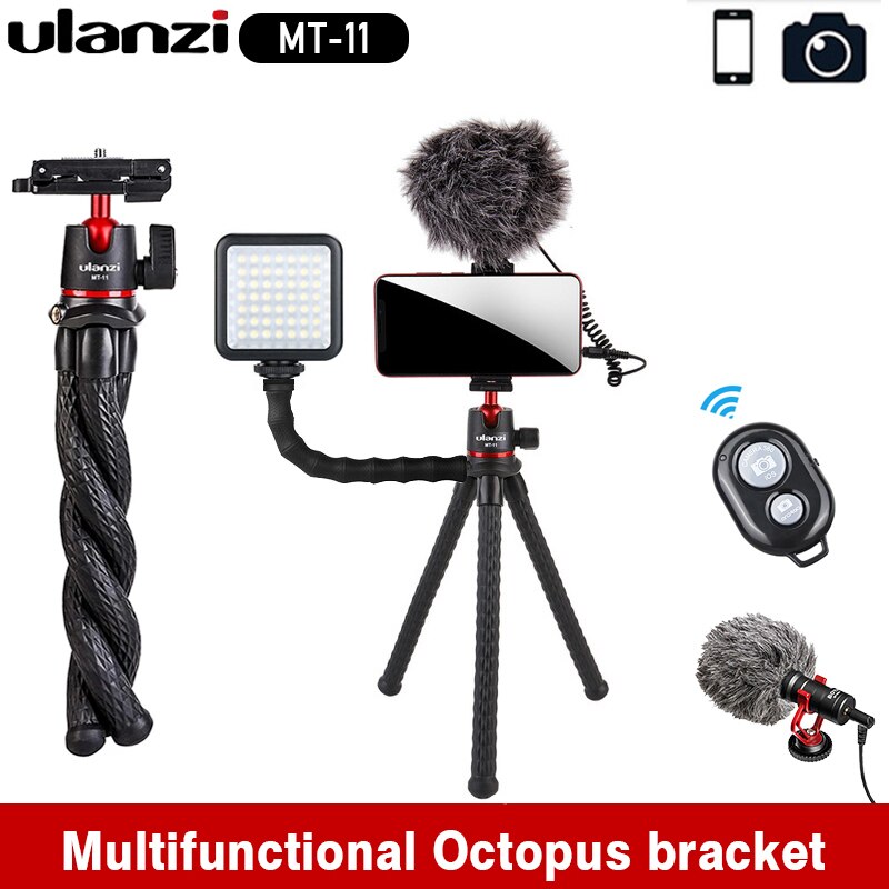 Ulanzi MT-11 elastyczny statyw trójnożny do DSLR Smartphone 2 w 1 statyw przedłużyć 1/4 ''śruba do Magic Arm światło Led do kamery