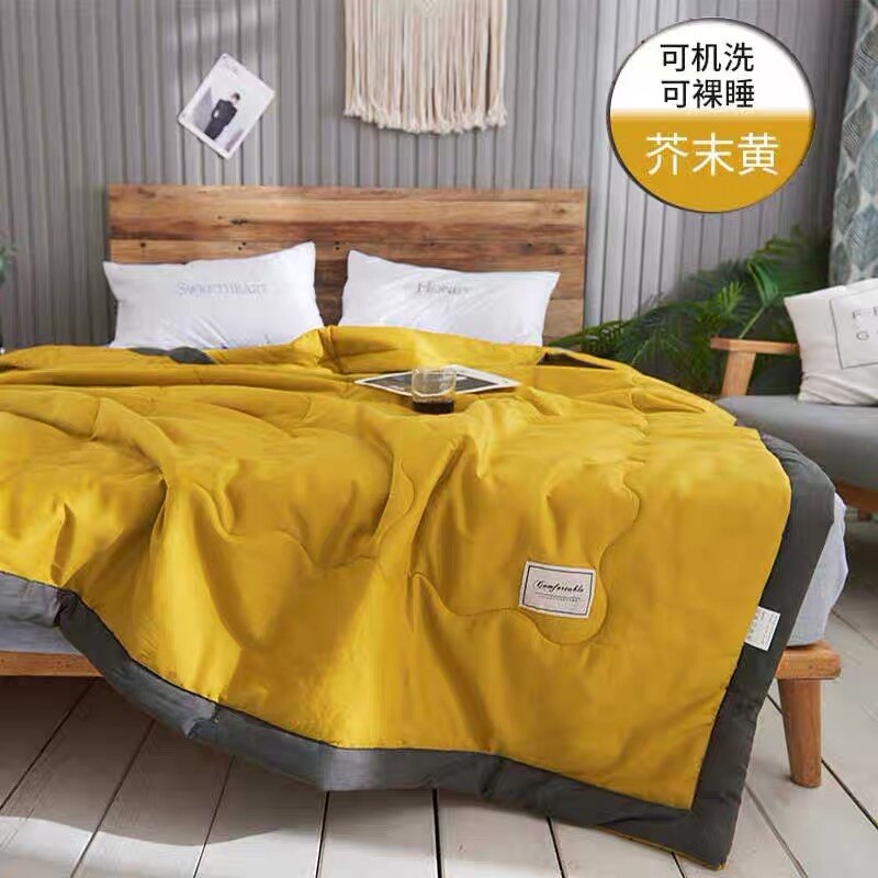Sf ren farve stil quilt fyldt sengetøj filler luksus sommer dyne dyne 200*230cm forår efterår dyne tæppe: Mørk khaki / 200cm 230cm 1.4kg