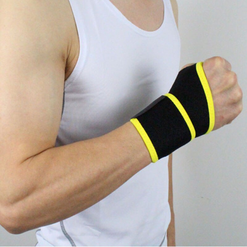 1PCS Adjustable Wrist Support Sport Wristband Gym Fitness Wrist Support Straps Wraps Bandage Training Safety Hand Bands: Yellow