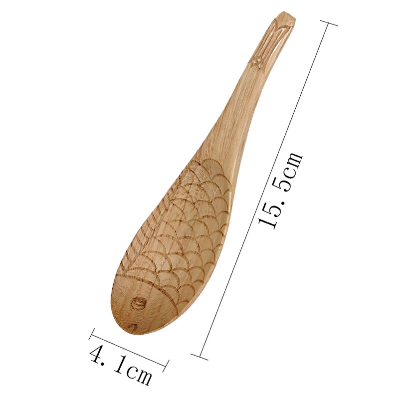 Fish-Shaped Wooden Rice Spoon Fish Shaped Rice Paddle Serving Spoon Rice Scoop, Ergonomic Handle for Non Stick Cookware