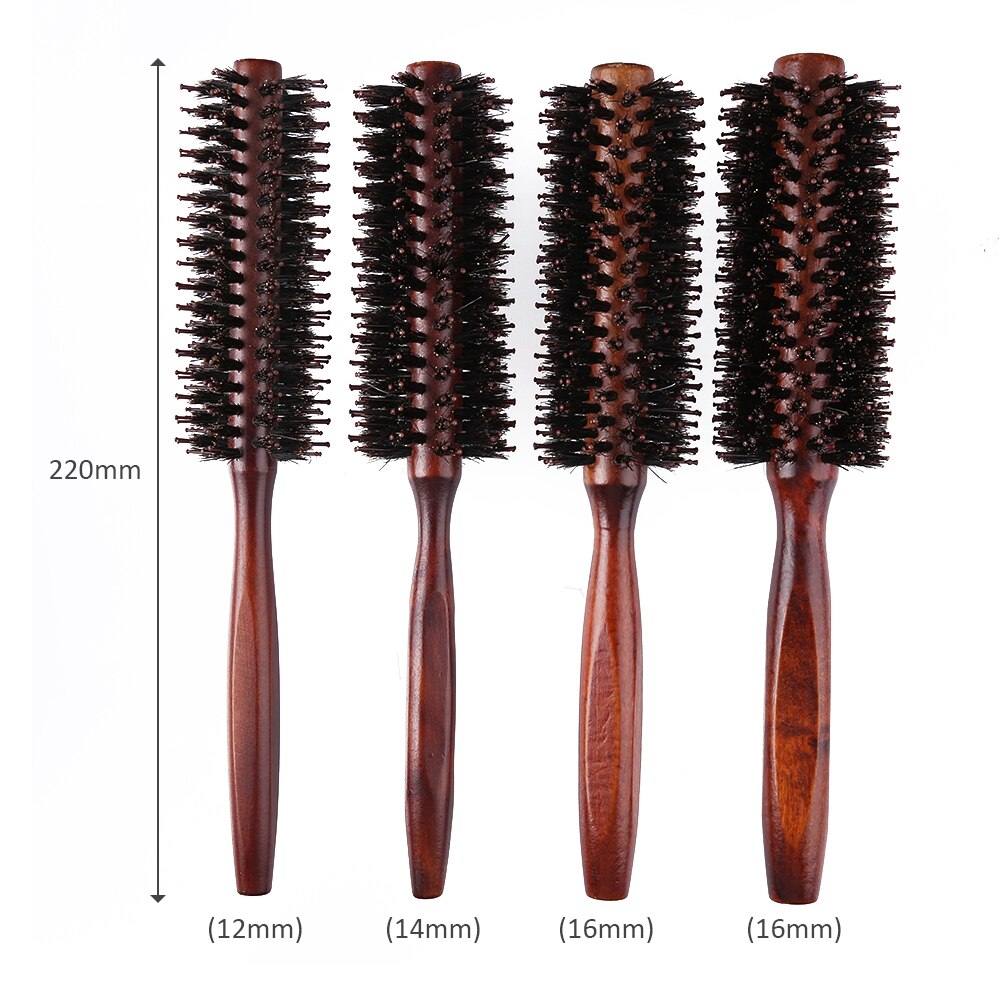4 Sizes Anti Hair Round Brush Static Wood Boar Bristle Hairdresser Styling Tools Teasing Brush For Hair Curly Comb Hair Brush