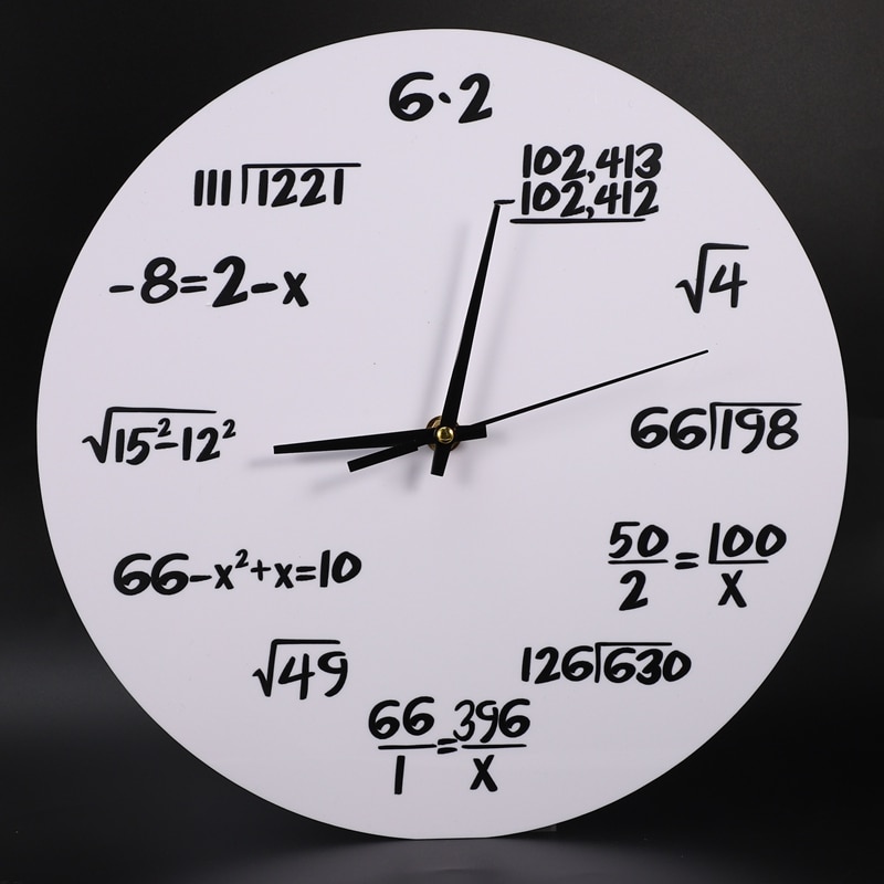 White Large Wall Clock Mathematics Silent Math Equations Polytechnic Digital Wall Clock