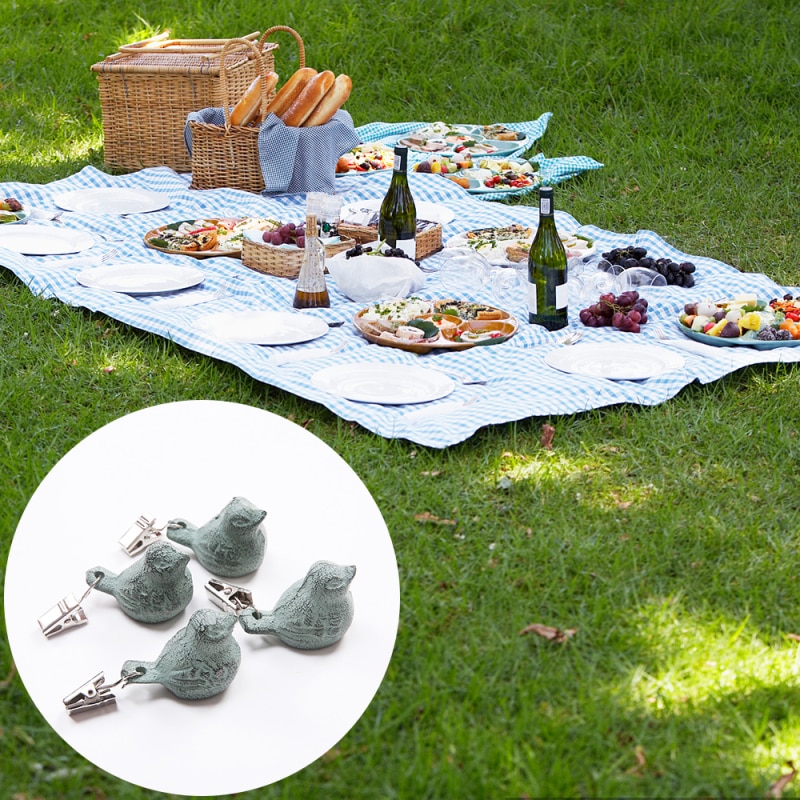 4 Stuks Picknick Gietijzeren Vogel Hanger Tafelkleed Gewichten Winddicht Clip Outdoor Picknick Deken Sinker Voor Outdoor Garden Party