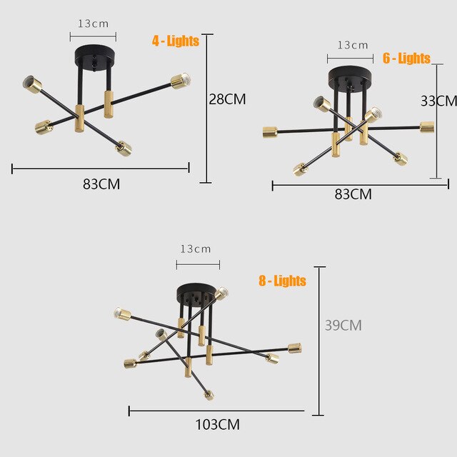 Moderne nordique E27 noir LED lustre éclairage Edi... – Grandado