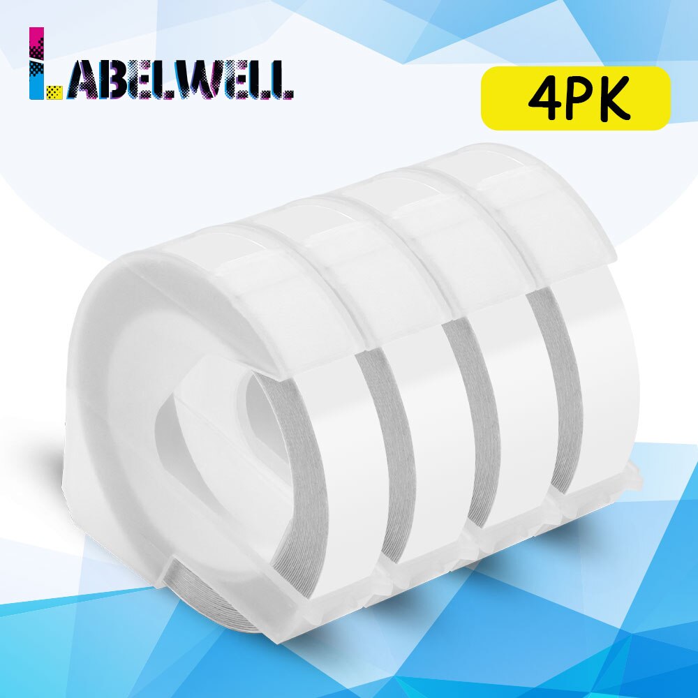 Labelwell 4PK Multicolors 3D tłoczenie taśmy dla Dymo 3D taśmy etykietowe pcv dla Dymo 1540 1610 1880 12965 Motex E101 E-202 drukarki: 4PK Clear