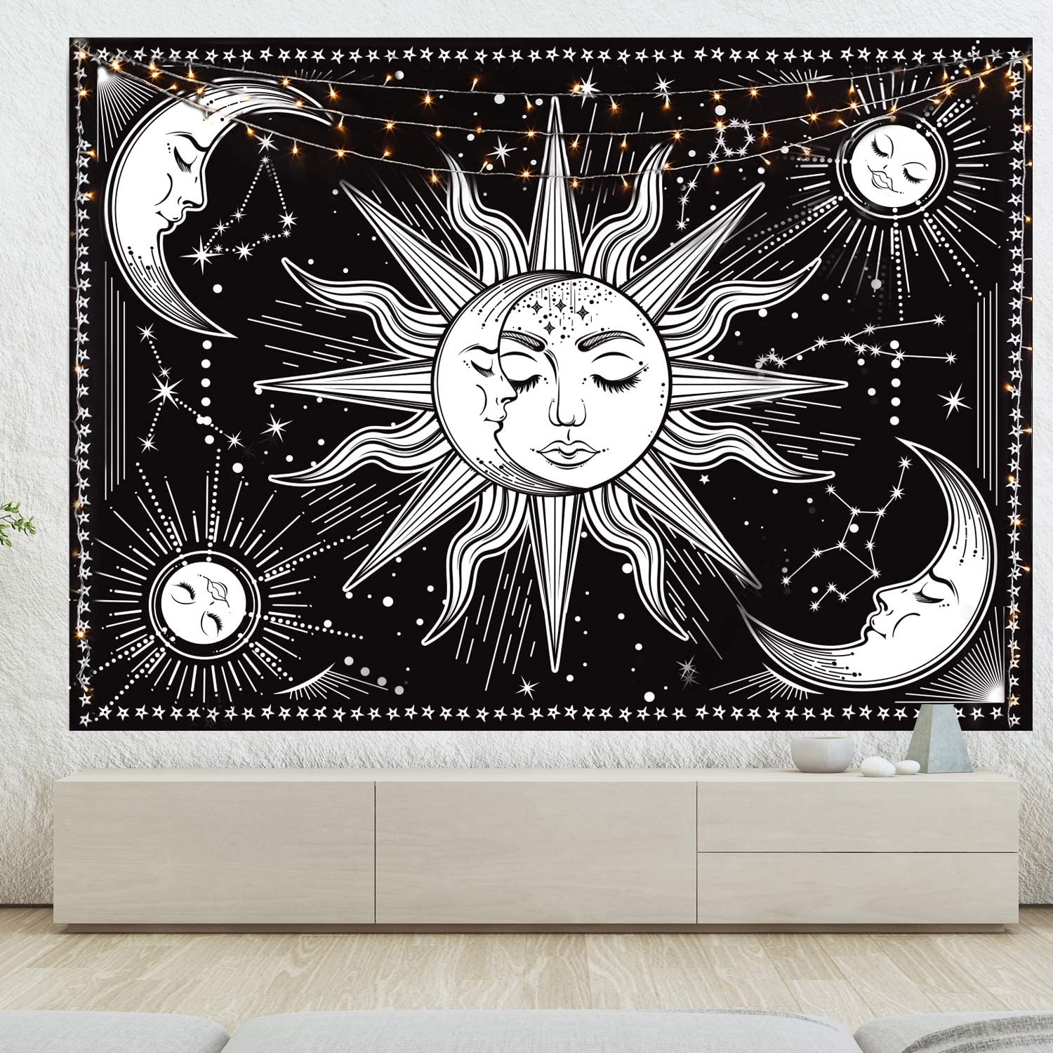 LUCKYYJ Wall Tapestry - Black Tapestry Wall Hanging as Wall Art and Home Decor for Bedroom, Living Room, Dorm Decor