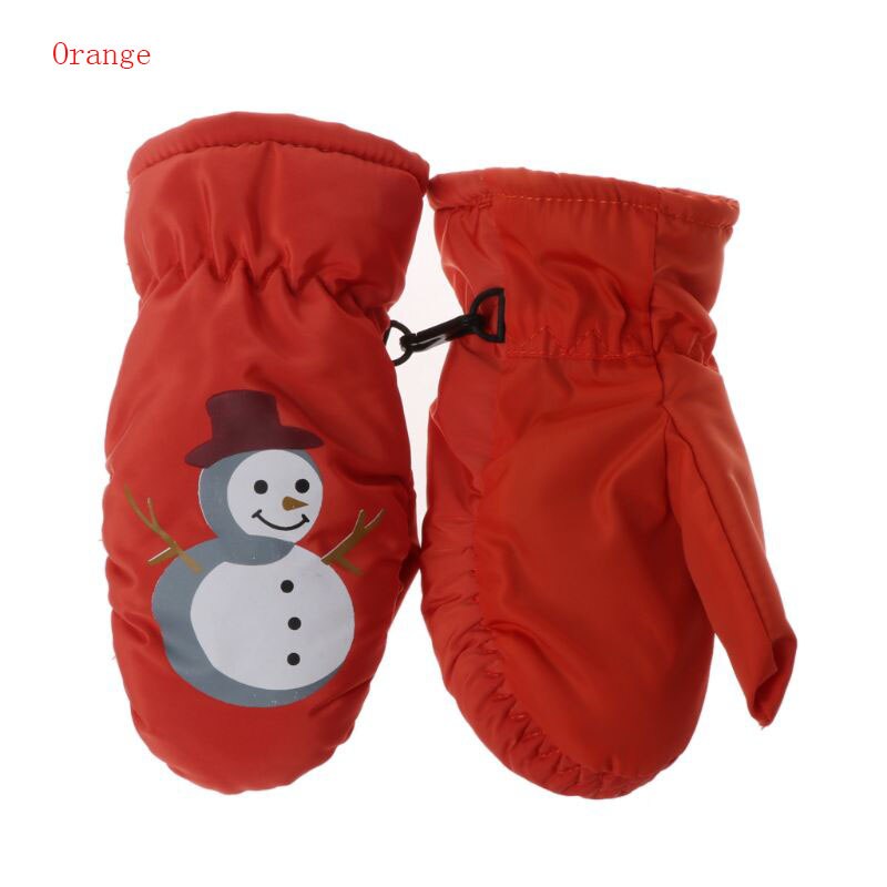 Guantes de esquí de invierno cálido para niños y niñas guantes de nieve antideslizantes impermeables y resistentes al viento guantes de esquí de muñeca extendidos: Orange