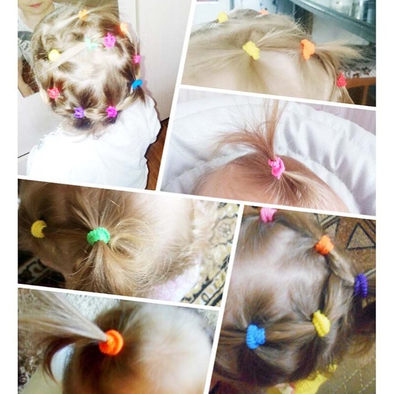 100Pcs Kids Girl Colorful Elastic Hair Tie Children Hair Tie Small Towel Ring Band Rope Ring Band Ponytail Holder