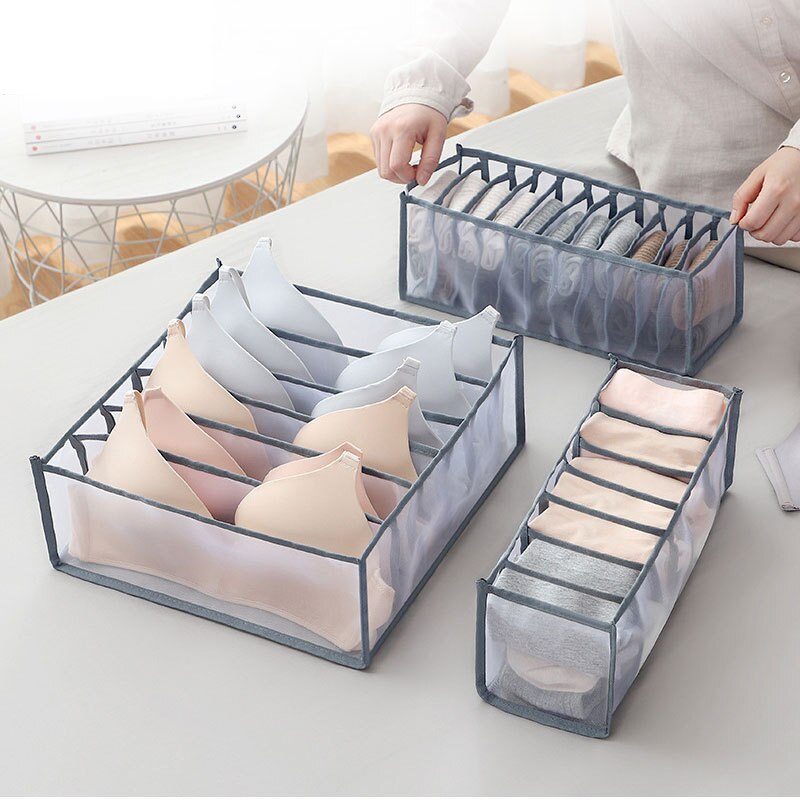 Organizer Voor Ondergoed Opbergdozen Voor Sokken Beha Thuis Wasbaar Opvouwbare Gescheiden Opslag Dressing Organisatoren Divider Dozen: Light grey 3PCS set